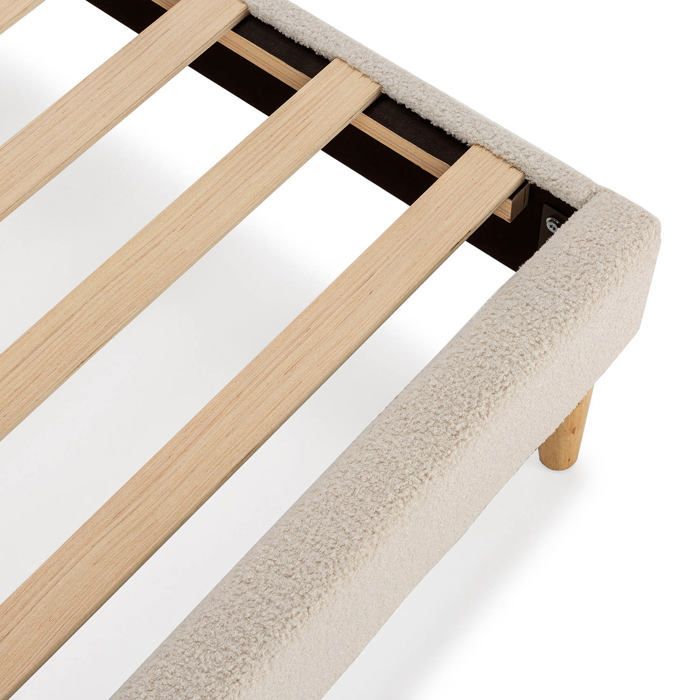 Niebla gestoffeerde bedbodem + hoofdbord 140x190 cm Beige