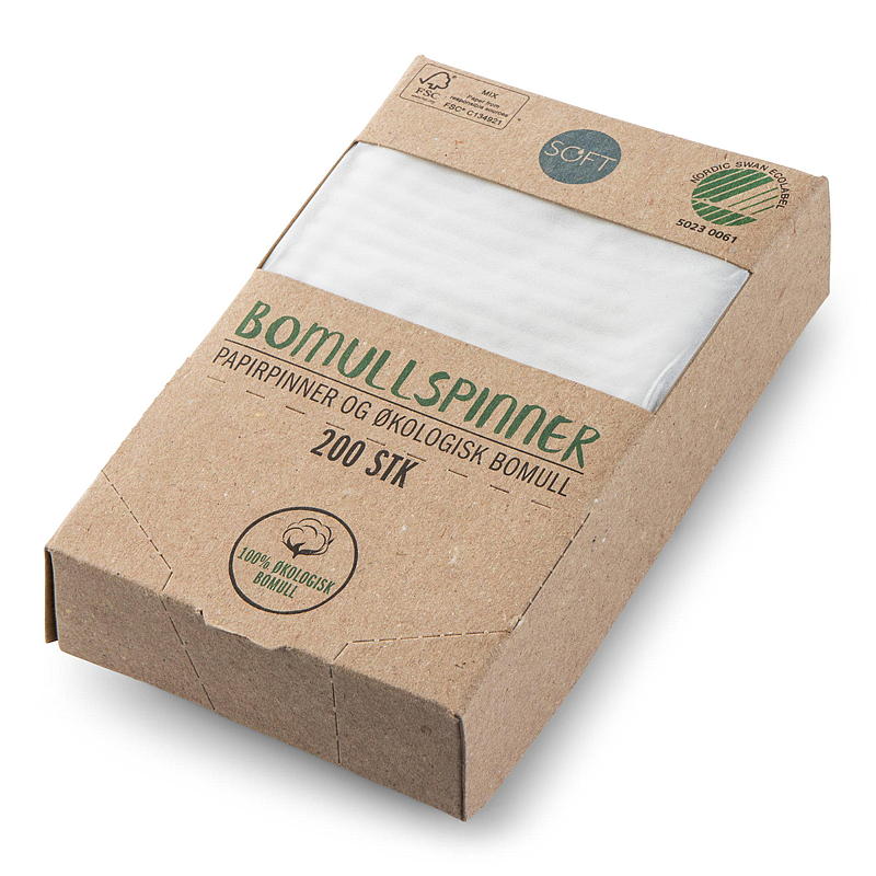 Mjuka bomullspinnar 200 st. ECO