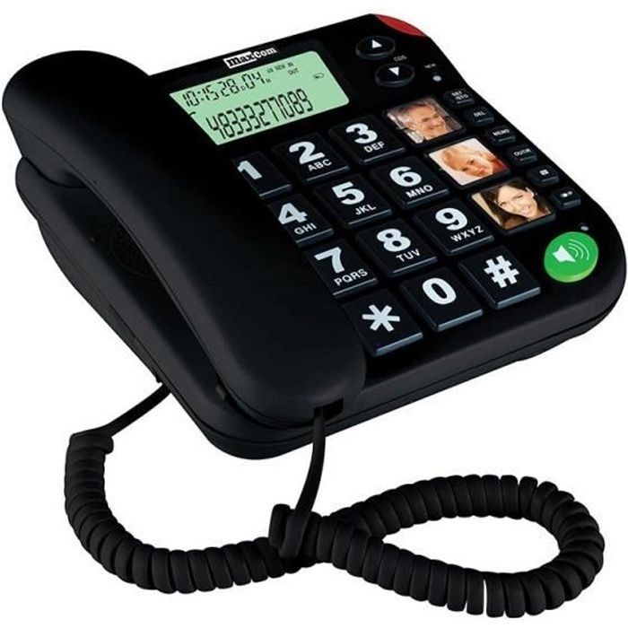MAXCOM KXT480 bedrade telefoon - Grote knoppen - Nummerweergave - Zwart