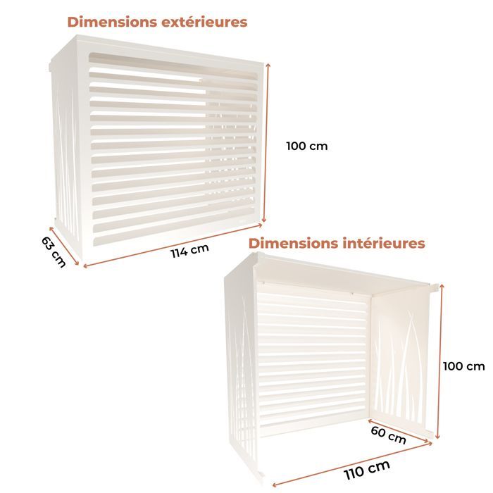 DECOAIRCO - Metalen buitenhoes voor airconditioner - Beschermhoes voor airconditioner, warmtepomp of buitenunit - Maat L - Crème wit