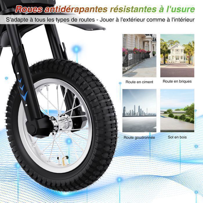 Moto Électrique pour Enfants RCB - Trois modes de vitesse - Batterie 36V/4AH - R9X Bleu
