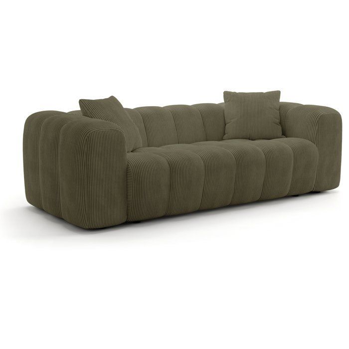 Festes Sofa – 3-Sitzer – SFERA – Grüner Stoff – 240 x 100 x 80 cm
