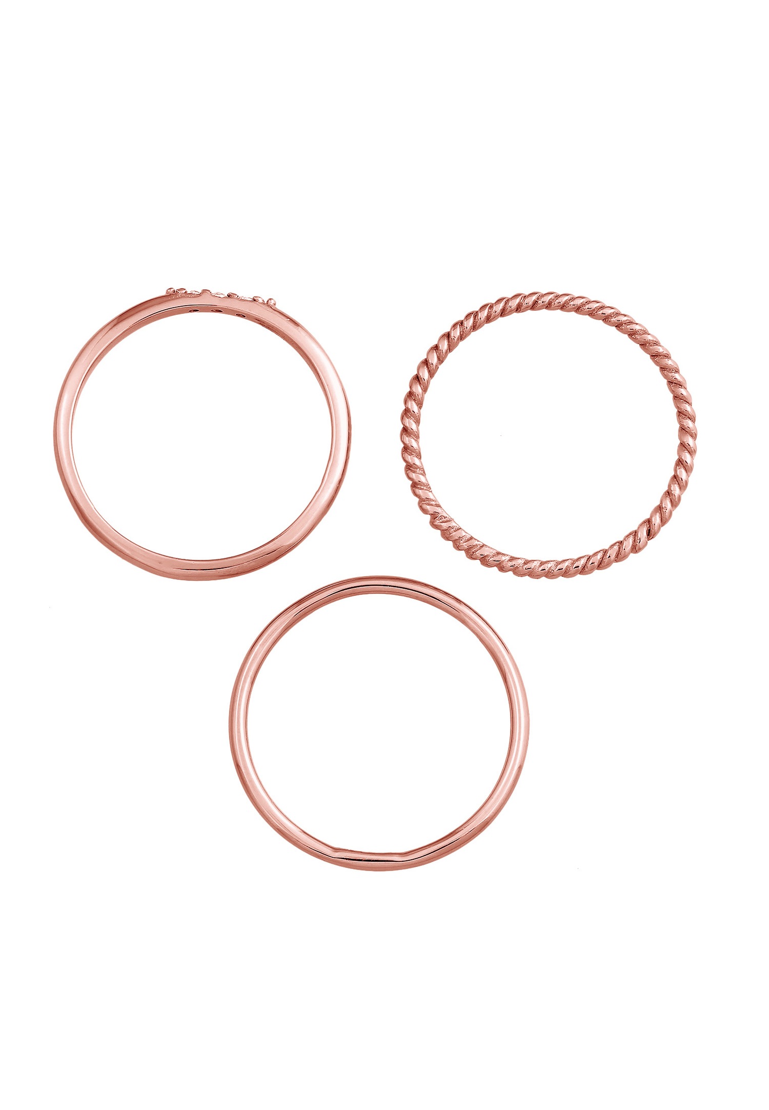 Elli Femmes Empilement Basique Set de 3 avec Cristaux de Zirconium en Argent Sterling 925
