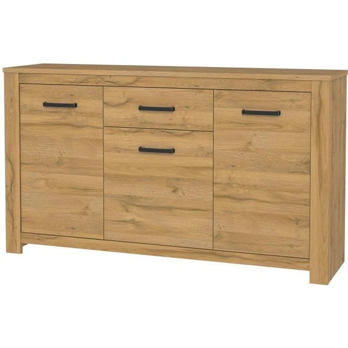 Buffet bas - Décor chêne vieilli - Classique - HAVANNA - L 161 cm