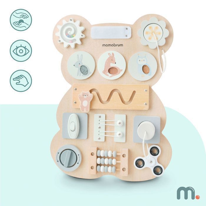 Tavolo multi-gioco - Tavolo sensoriale Montessori in legno - MAMABRUM - Mamabrum - Forma di orso - Abilità motorie fini