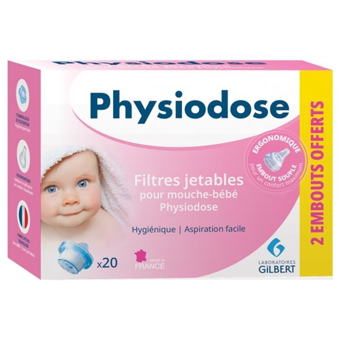 Filtros y puntas esterilizadas, reutilizables y seguras para aspiradores nasales infantiles.