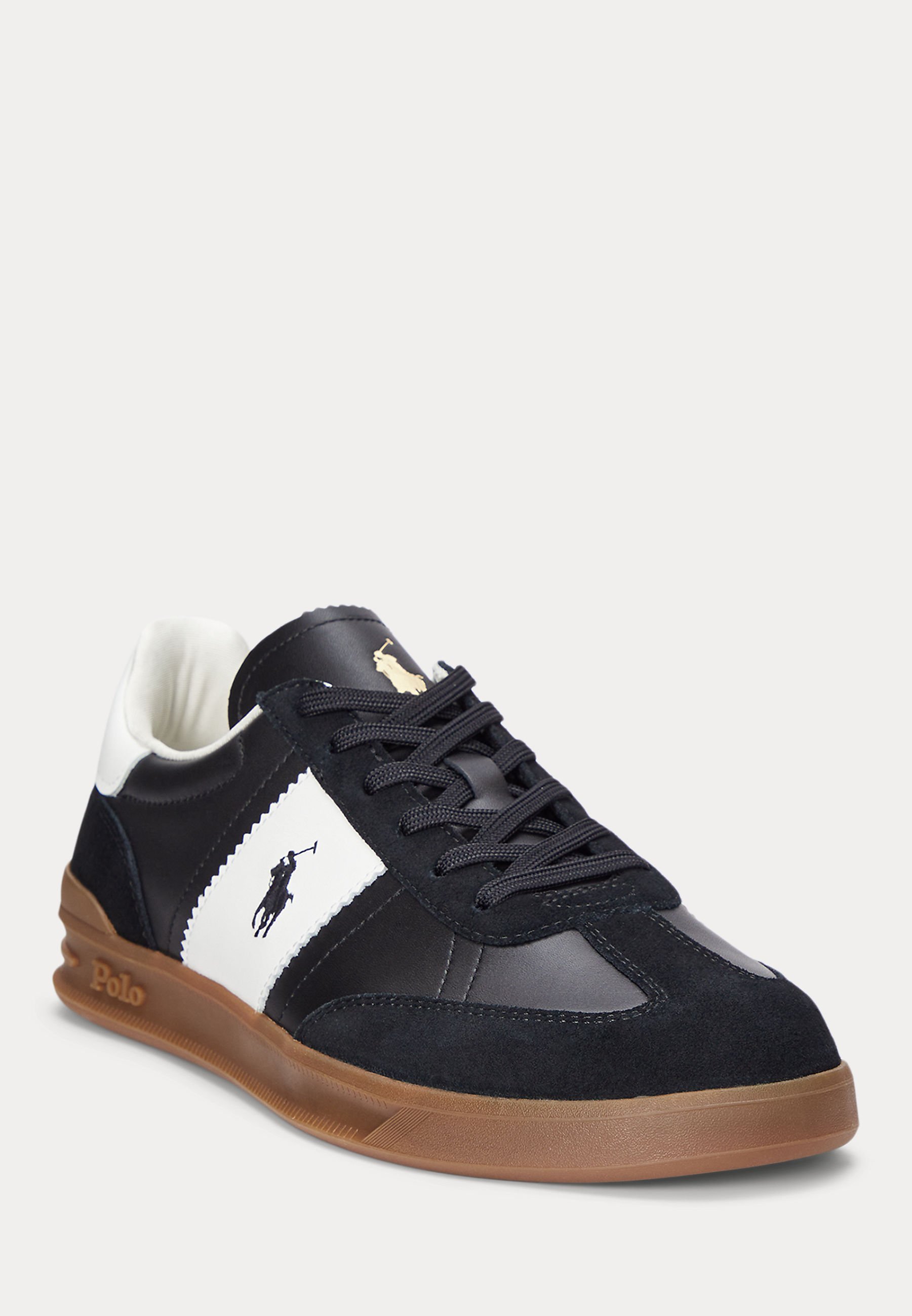 Polo Ralph Lauren HERITAGE AERA LEATHER-SUEDE SNEAKER UNISEX - Sneakers - zwart/wit