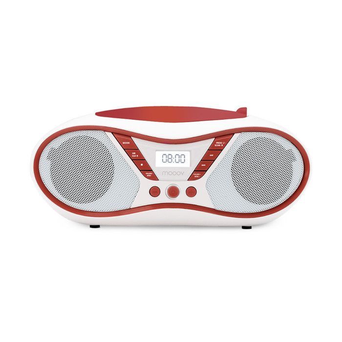 Lecteur CD Portable Cherry, Lecture CD-R/CD-RW/CD-MP3, Radio FM, Port USB, Son Stéréo 6W, Poignée - Secteur ou Piles