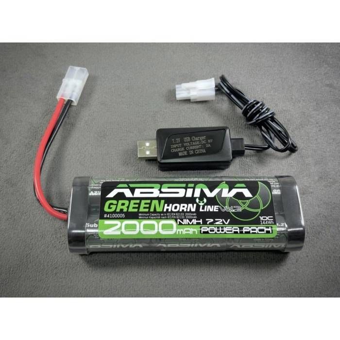 Batería NiMH de 7,2 V y 2000 mAh - ABSIMA - Estuche blando Tamiya - Ideal para principiantes - Plug and Play - Unisex
