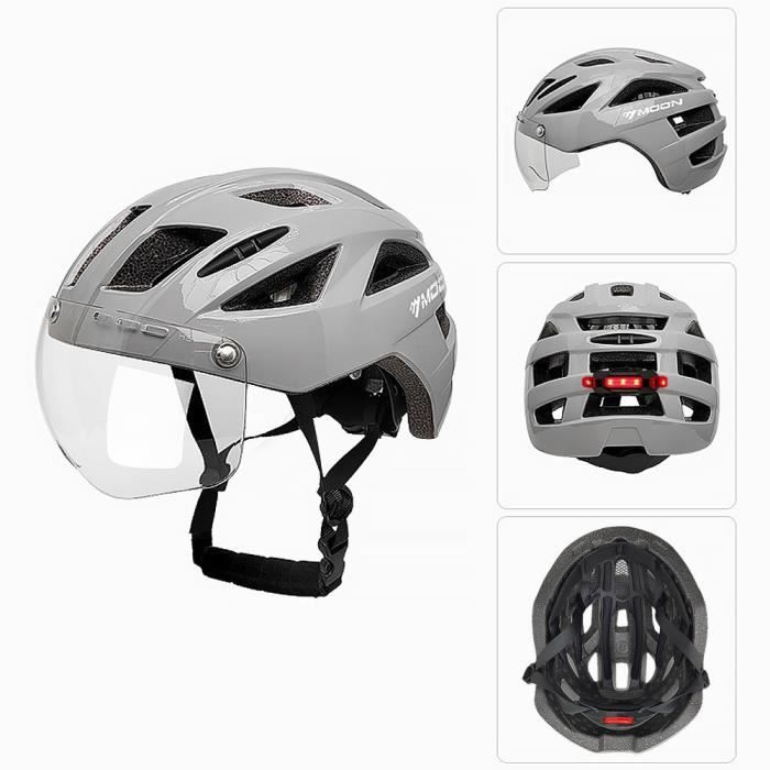 Casque de vélo universel WOZWE avec pare-brise amovible, gris