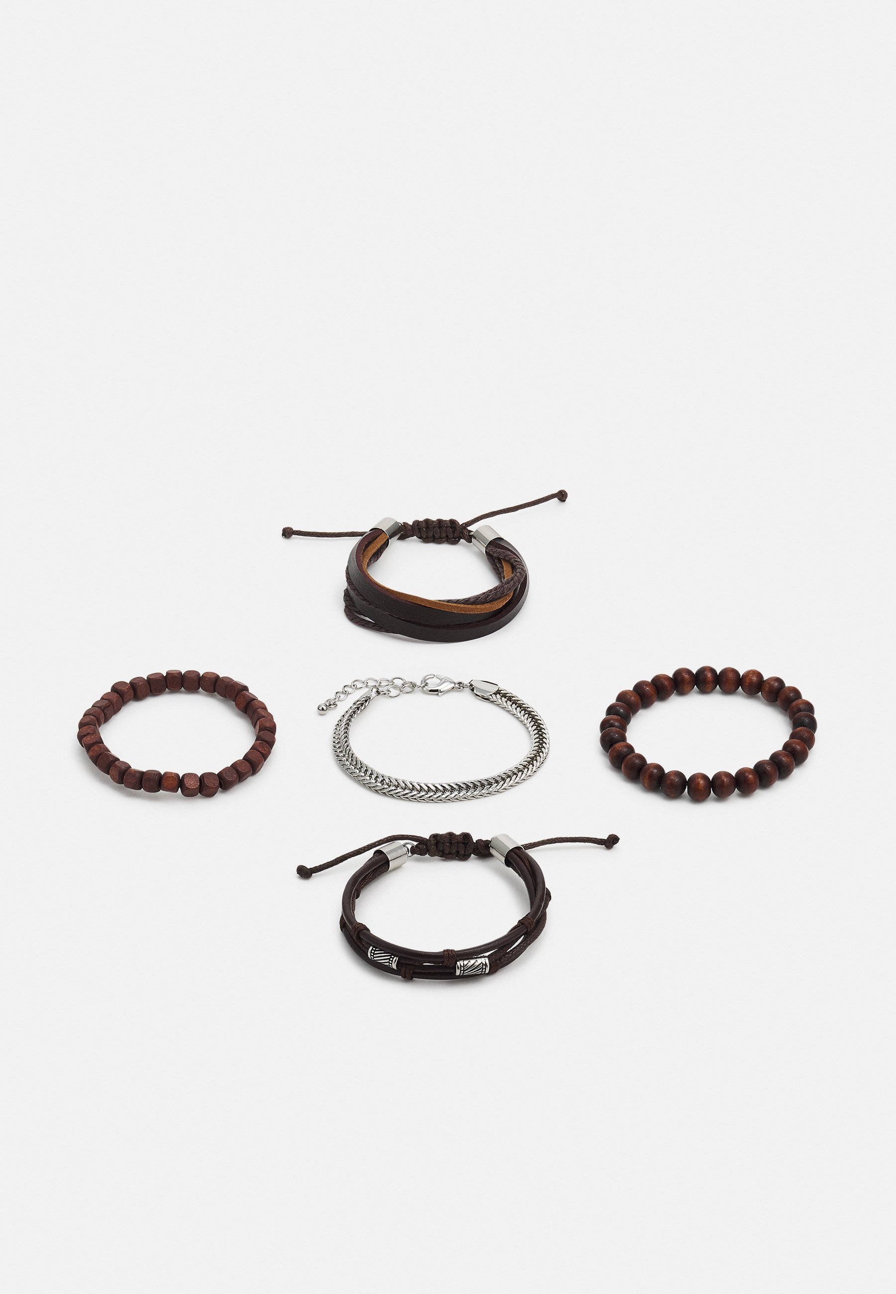 Pier One 5PACK - Zapestnica - rjava, srebrne barve