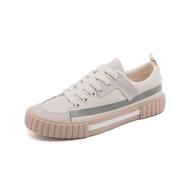 Zapatos de mujer, nueva moda de primavera, zapatos de lona para mujer, zapatos planos casuales a rayas, zapatos casuales vulcanizados, zapatillas deportivas de moda para mujer.