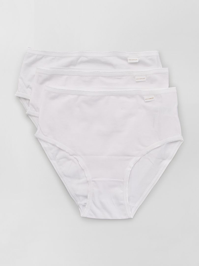 Set van 3 'Sans Complexe' midi-slips - wit