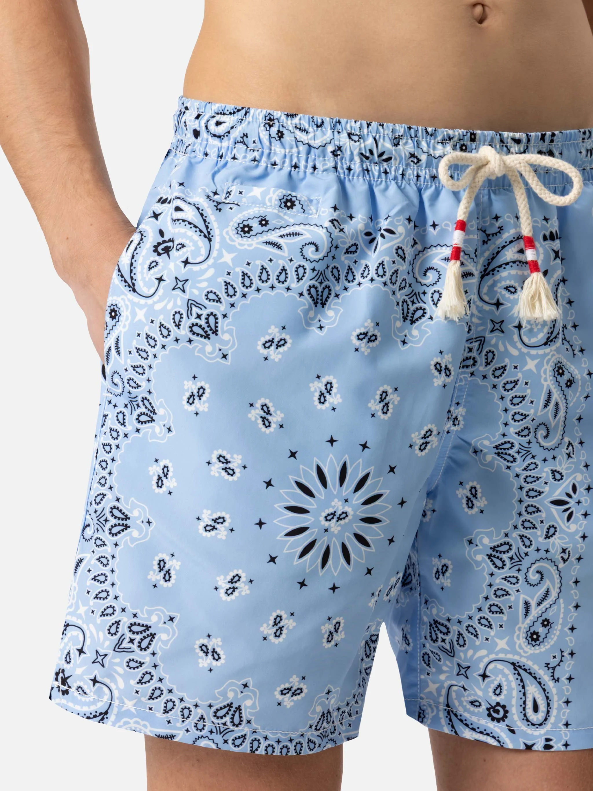 Caprese-Badeanzug in Midi-Länge mit blauem Bandana-Print