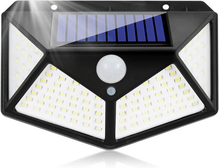 Foco LED solar para exteriores con sensor de movimiento HIBA®, luz de pared para jardín, resistente al agua IP65, 3 modos.