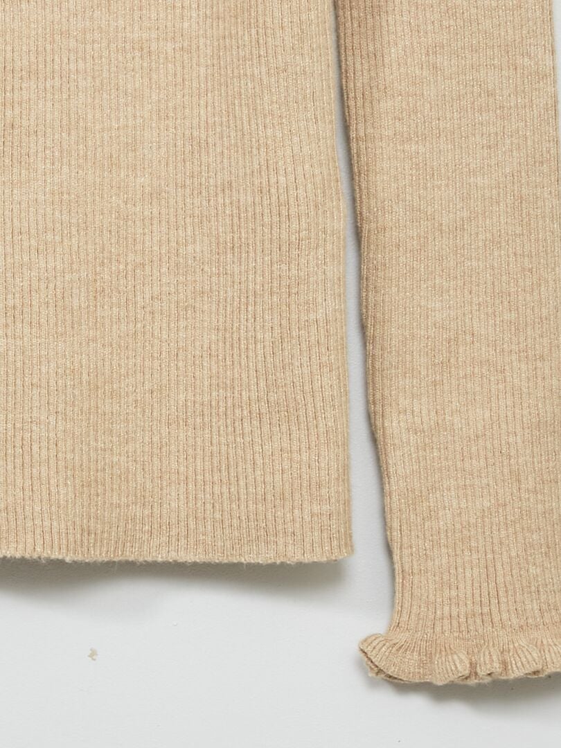 Geribbelde gebreide trui - Beige