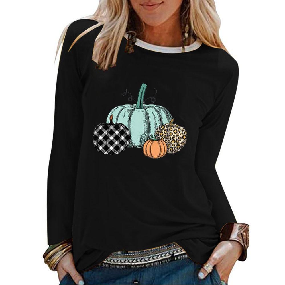 Chemise Harajuku pour femme, imprimé Halloween, col rond, manches longues, blouse décontractée, haut, vêtements d'automne pour femme, Blusas Mujer De Moda 2020