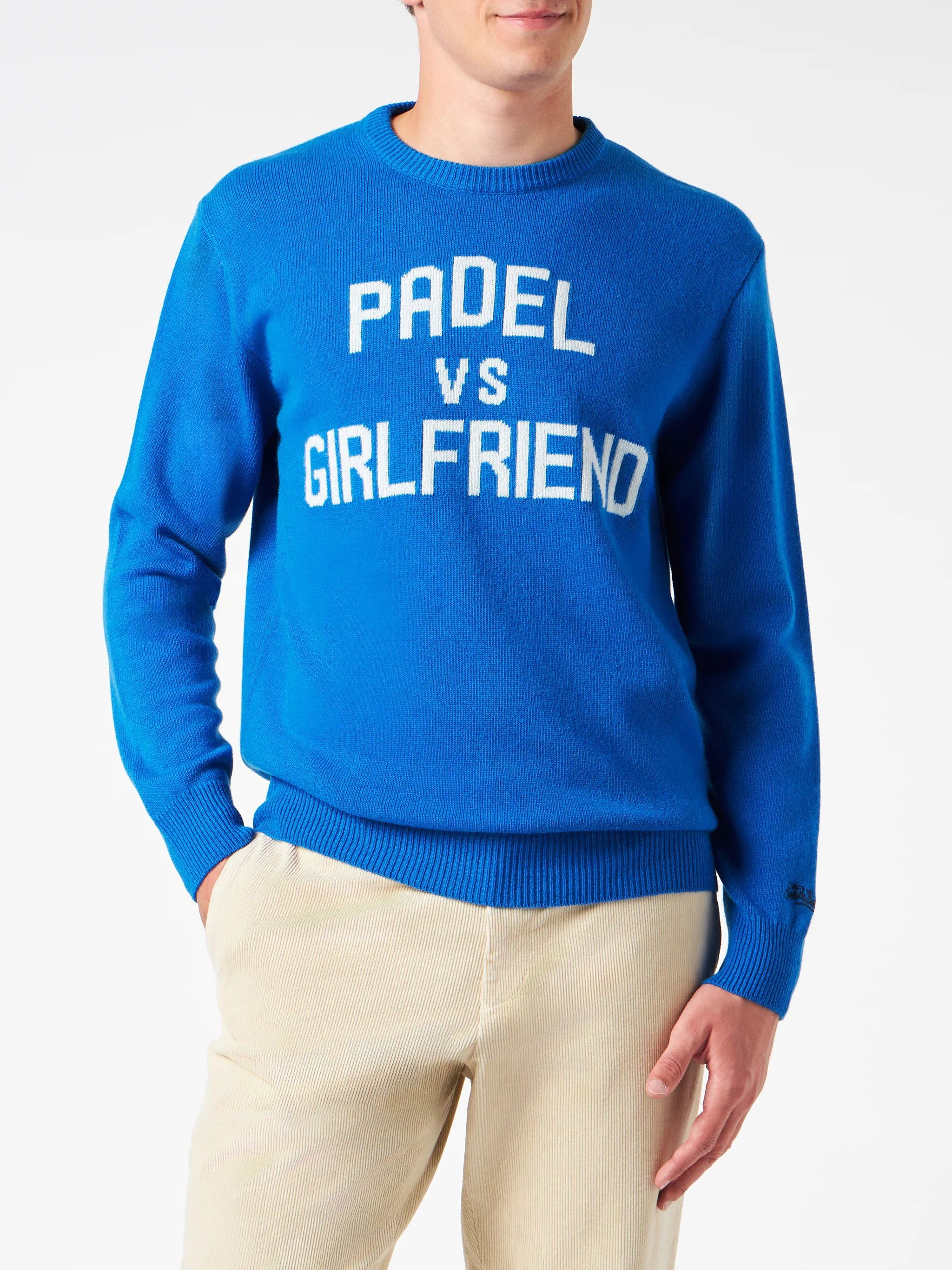 Maglione da uomo girocollo con stampa jacquard Padel vs Girlfriend