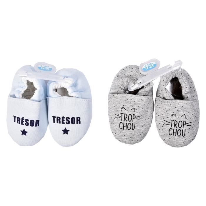 Pantofole avvolgenti per neonati - OZABI - Confezione da 3 paia, sorpresa per bambini - Grigio - Taglie 0-6 mesi e 6-12 mesi