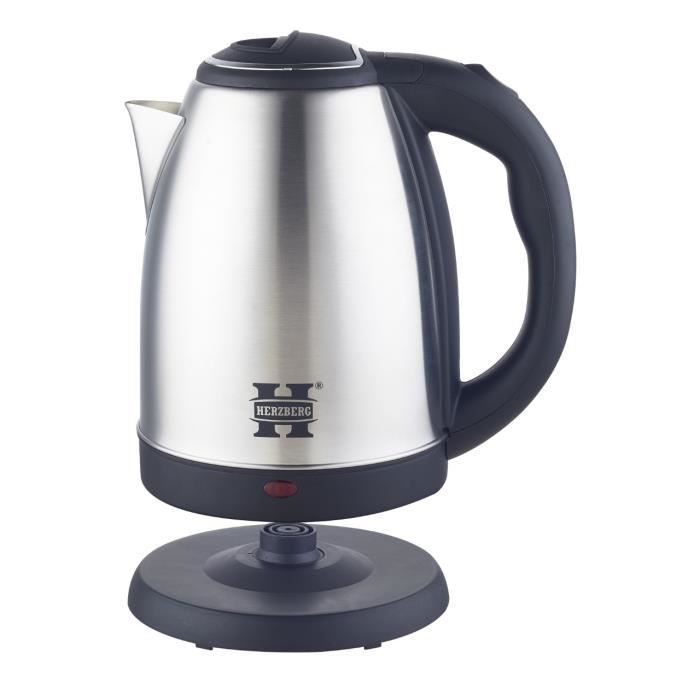 Elektrische waterkoker - Herzberg - HG5011-SIL - Geborsteld roestvrij staal - 1,8 liter - 1500 W draadloos