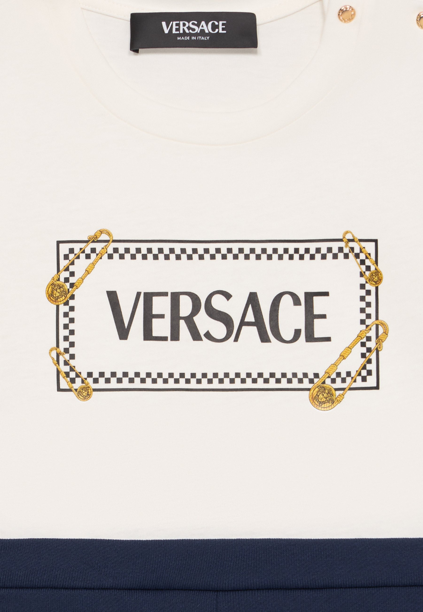 Versace jerseyjurk - wit/marineblauw/goudkleurig