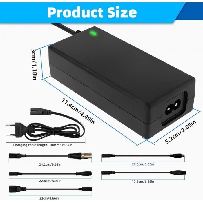 Cargador universal para patinetes eléctricos de 36V/42V 2A, compatible con hoverboards, triciclos de derrape y Xiaomi Mijia M365.