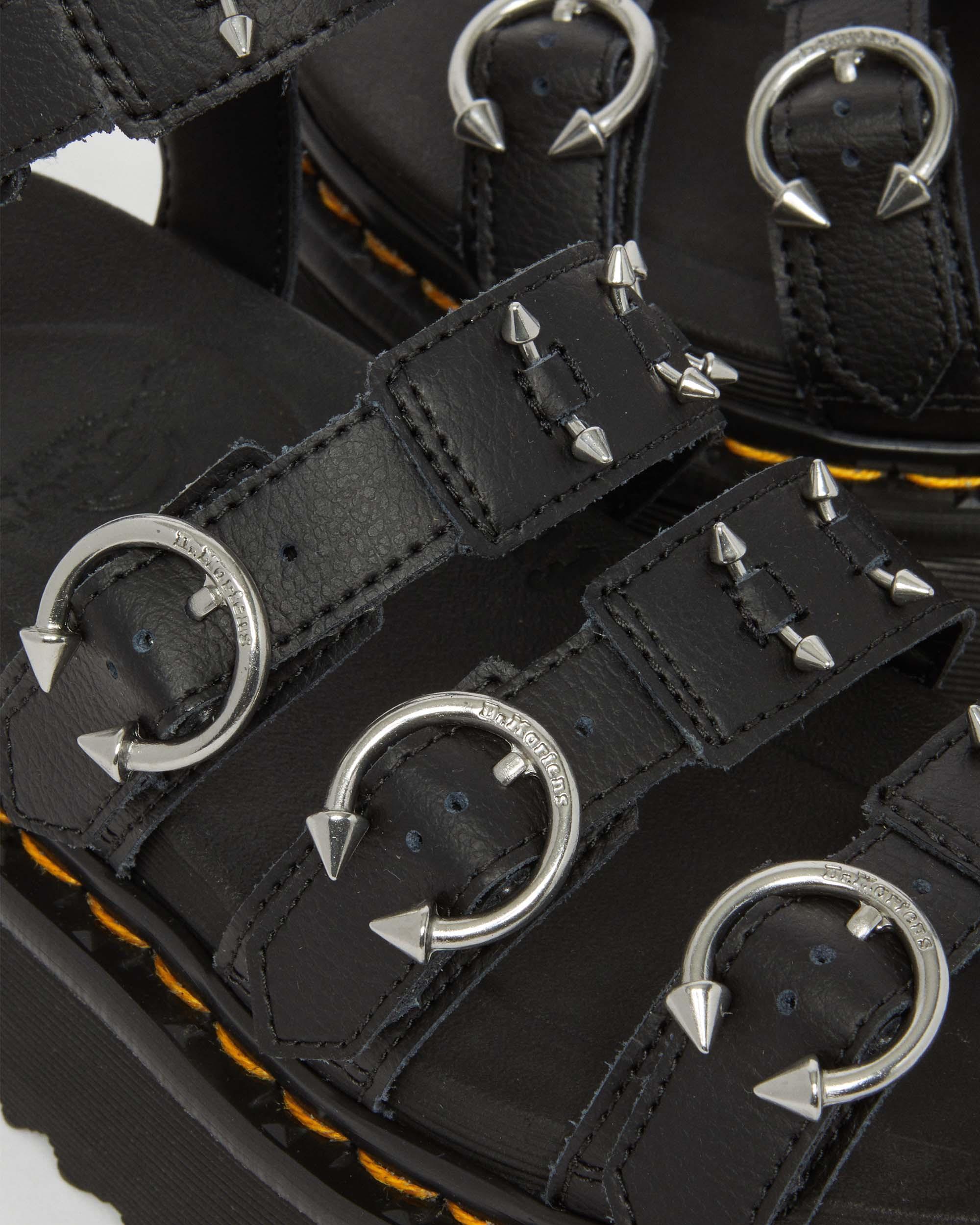 Blaire Piercing Leder Plateausandalen