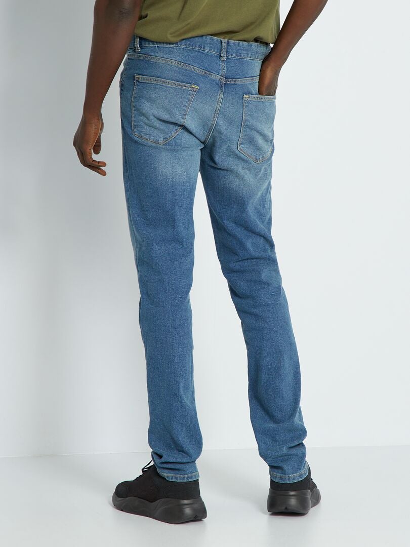 Pantalones vaqueros ajustados elásticos L34 - color piedra usado