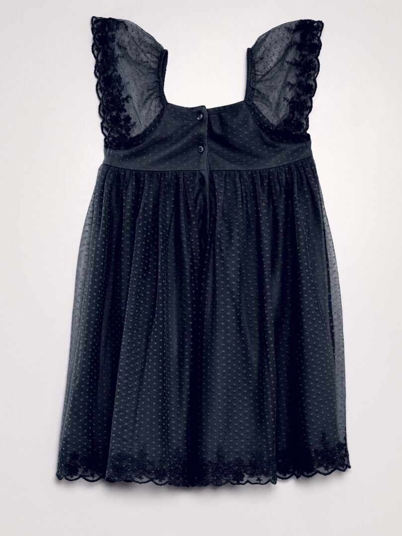 Plumetis tule trapezejurk - blauw