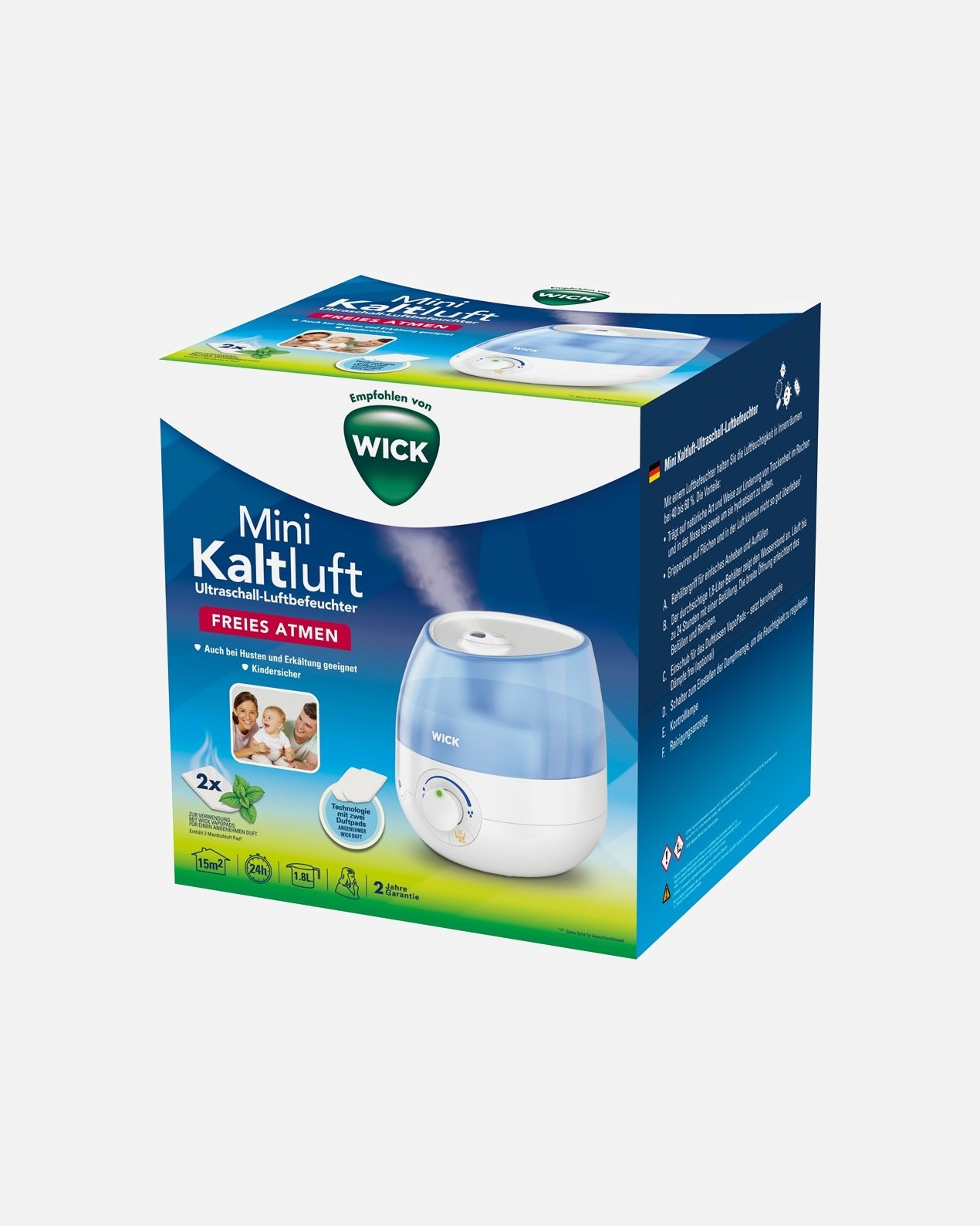 WICK Mini-Luftreiniger mit Kaltluftfunktion und Ultraschall-Luftbefeuchter – 1 kus