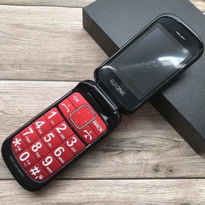 Teléfono plegable con botones grandes para personas mayores - Pantalla LCD doble - Timbre y volumen extra altos - Botón SOS