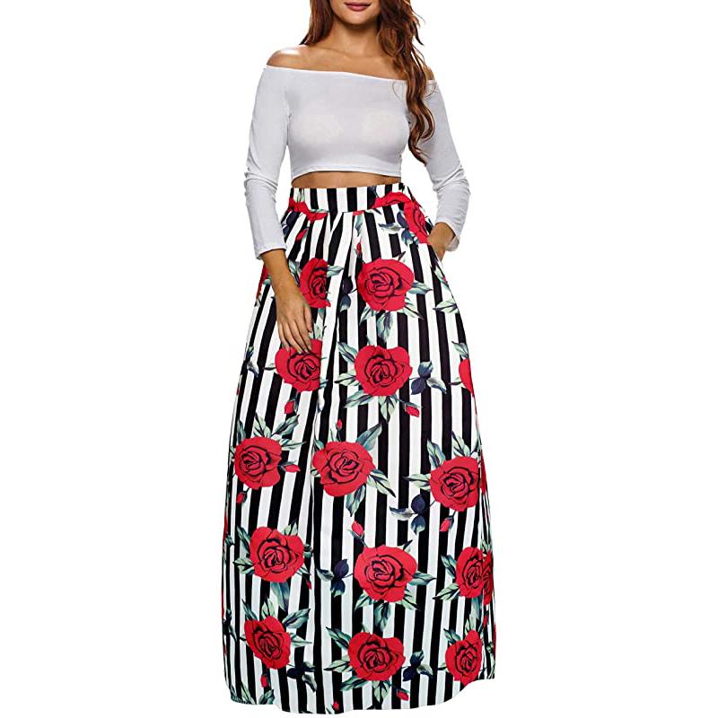 Jupe longue maxi imprimée africaine pour femme, coupe évasée en A