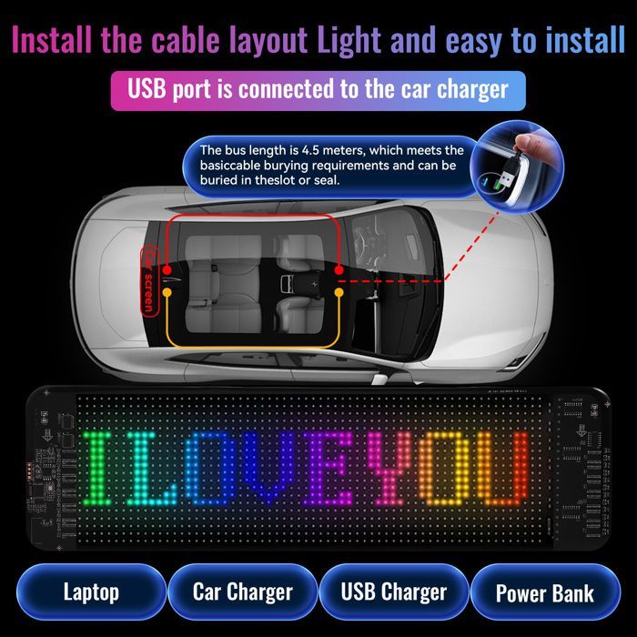 2 occhi LED per auto, occhi LED flessibili e personalizzabili con telecomando per auto, camion, testo, graffiti, 10 x 35 cm