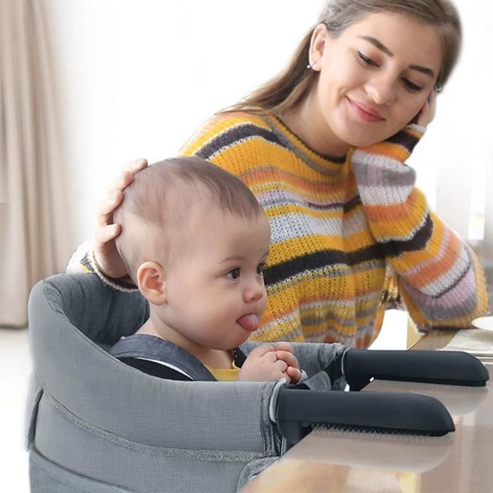 Silla alta HENGMEI, mesa auxiliar para bebé, silla infantil, asiento elevador plegable para niños de 6 a 36 meses, gris.