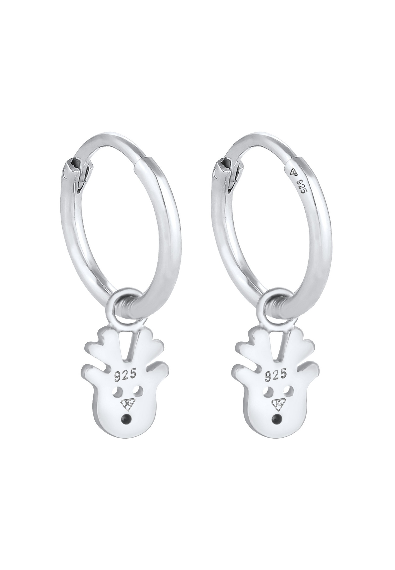 Elli Femmes Créoles Pendentif Renne Noël avec Cristal en Argent Sterling 925