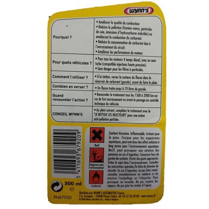 WYNN'S COMBATE LOS HUMOS CONTAMINANTES DEL DIÉSEL 500ML Botella de 500ml