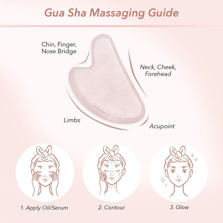 Masažni pripomoček Zoe Ayla Gua Sha Rose Quartz - 1 kos