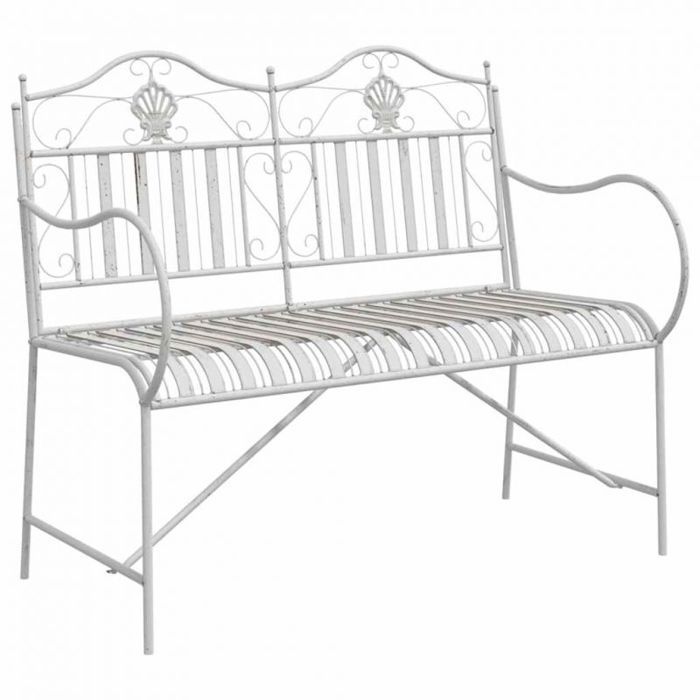 Garden bench - VIDAXL - 103.5 x 59 x 89 cm - Antique white - Corrosion-resistant steel - 2-seater