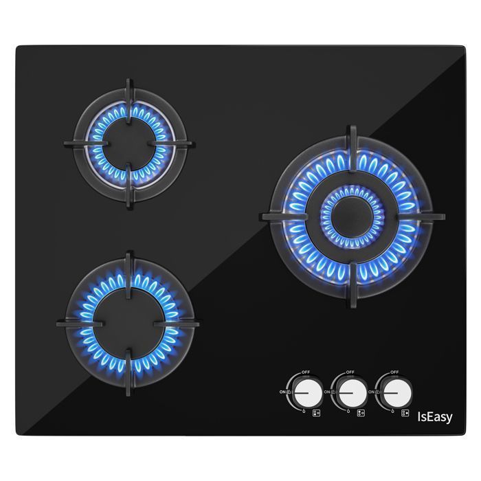 ISEASY inbouwgaskookplaat met 3 branders, 60x52 cm