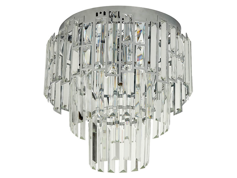 Lampa sufitowa Cedr 3-punktowa kryształowa srebrna