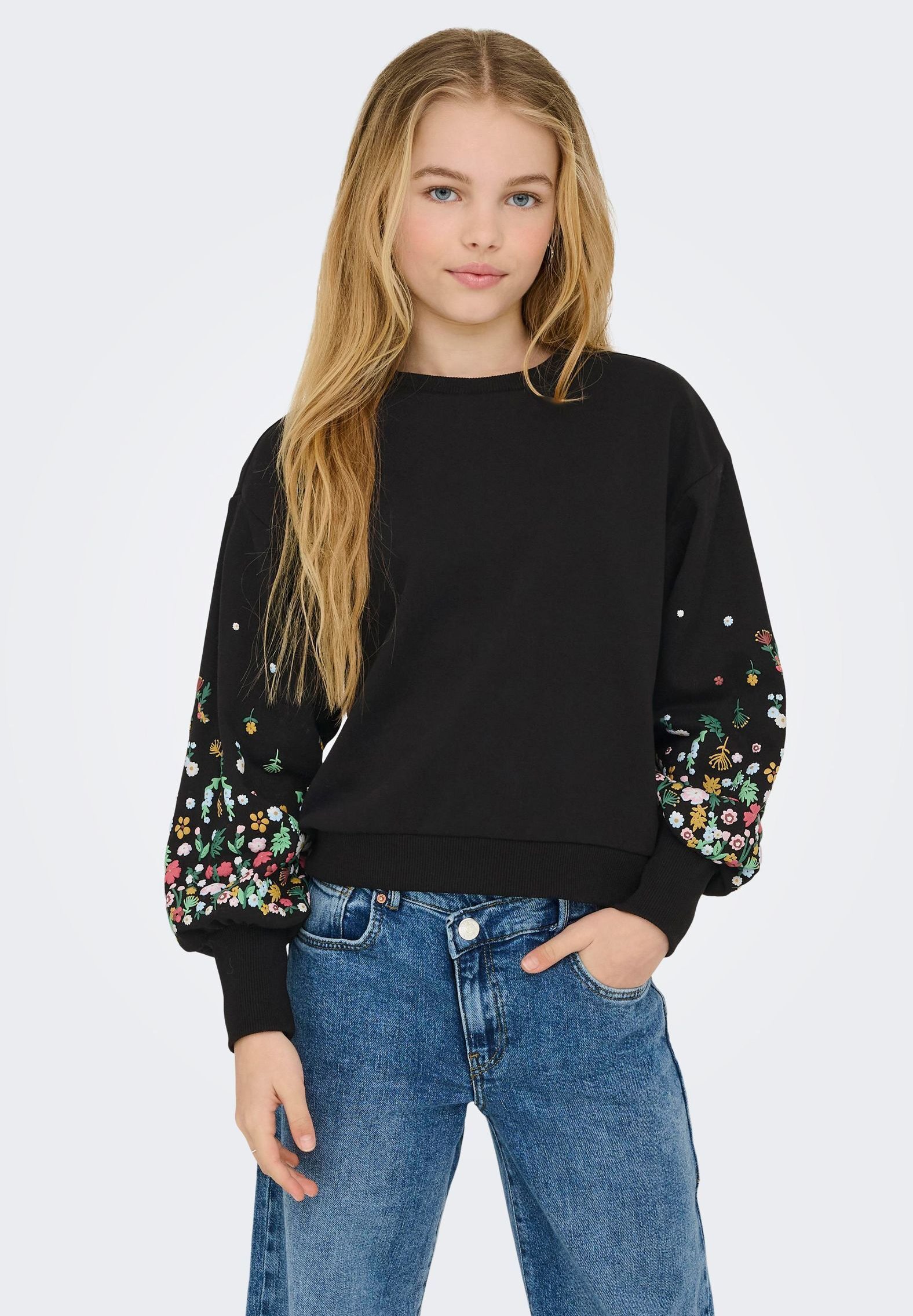 ONLY GIRLS KOGBROEKE O-HALS BLOEM - Sweatshirt - zwart