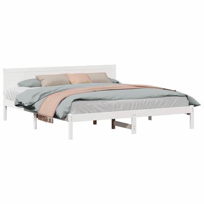 Cama doble CHIC para adultos - Estructura de cama blanca de 200 x 200 cm, madera maciza de pino #Sara33593