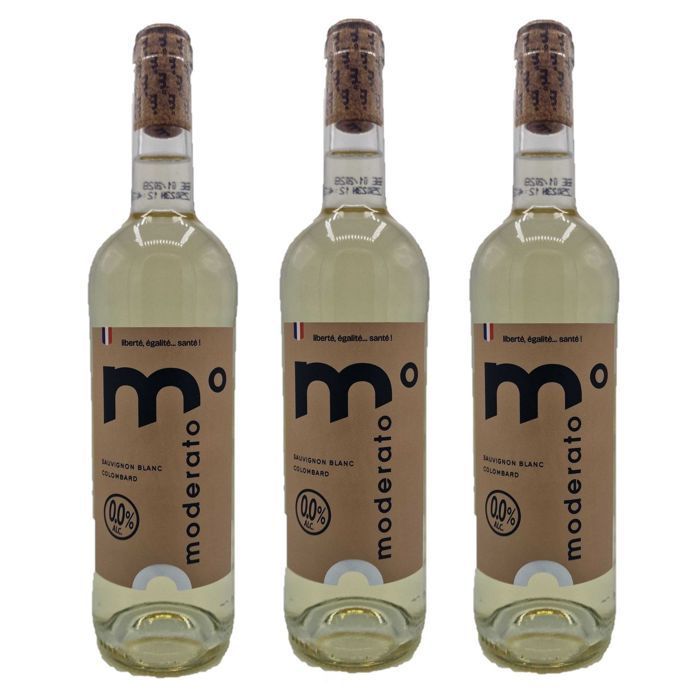 Moderato - Lot 3x Boisson sans alcool élaborée à partir de vin Moderato - Bouteille 750ml