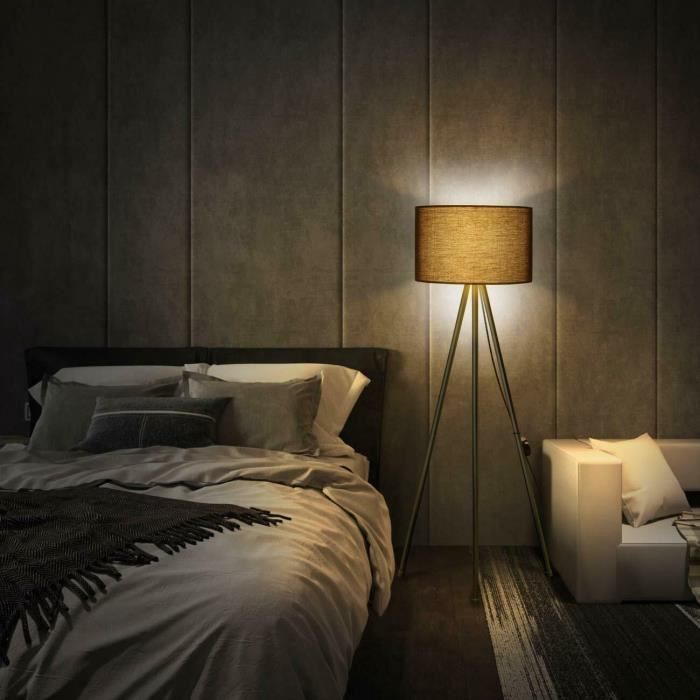 Lampada da terra a LED dimmerabile dal design contemporaneo con treppiede in metallo - TOMONS - Nera - Stile moderno - Camera da letto