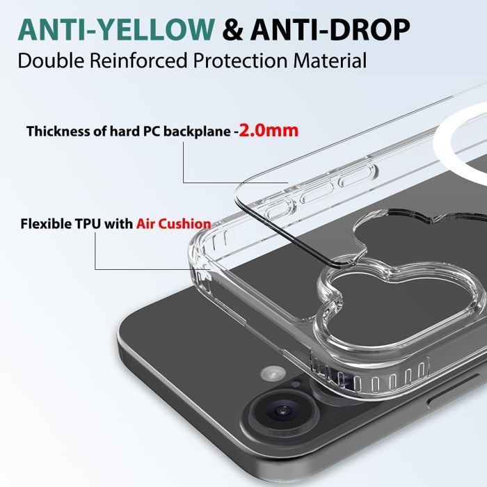 Coque de protection pour iPhone 17 - BOOLING - Antichoc - Transparente - 2 Verres Trempés - Cercle Magnétique