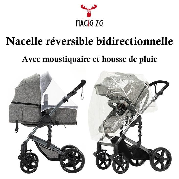 Poussette bebe Magic ZC Poussette 3 en 1 Poussette pour nouveau-né Poussette cosy voyag Poussette trio avec nacelle pliable un clic