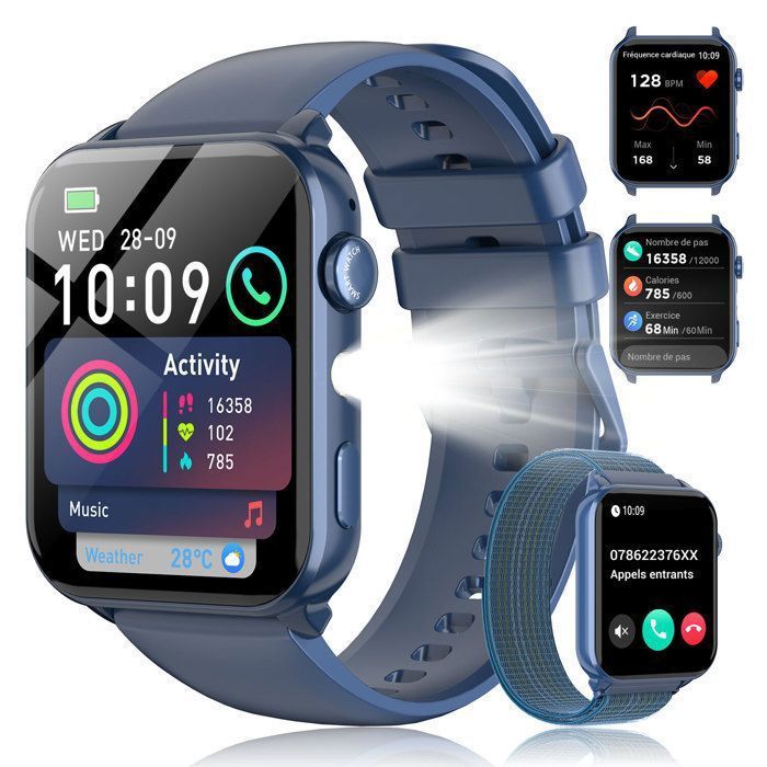 Montre Connectée Homme Femme SmartWatch Blackview R30MAX Bluetooth IP68 Etanche pour Samsung Sony Huawei Xiaomi Android iOS Bleu
