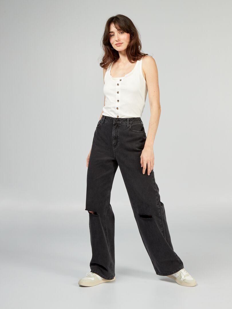 Tanktop met knoopsluiting - WIT