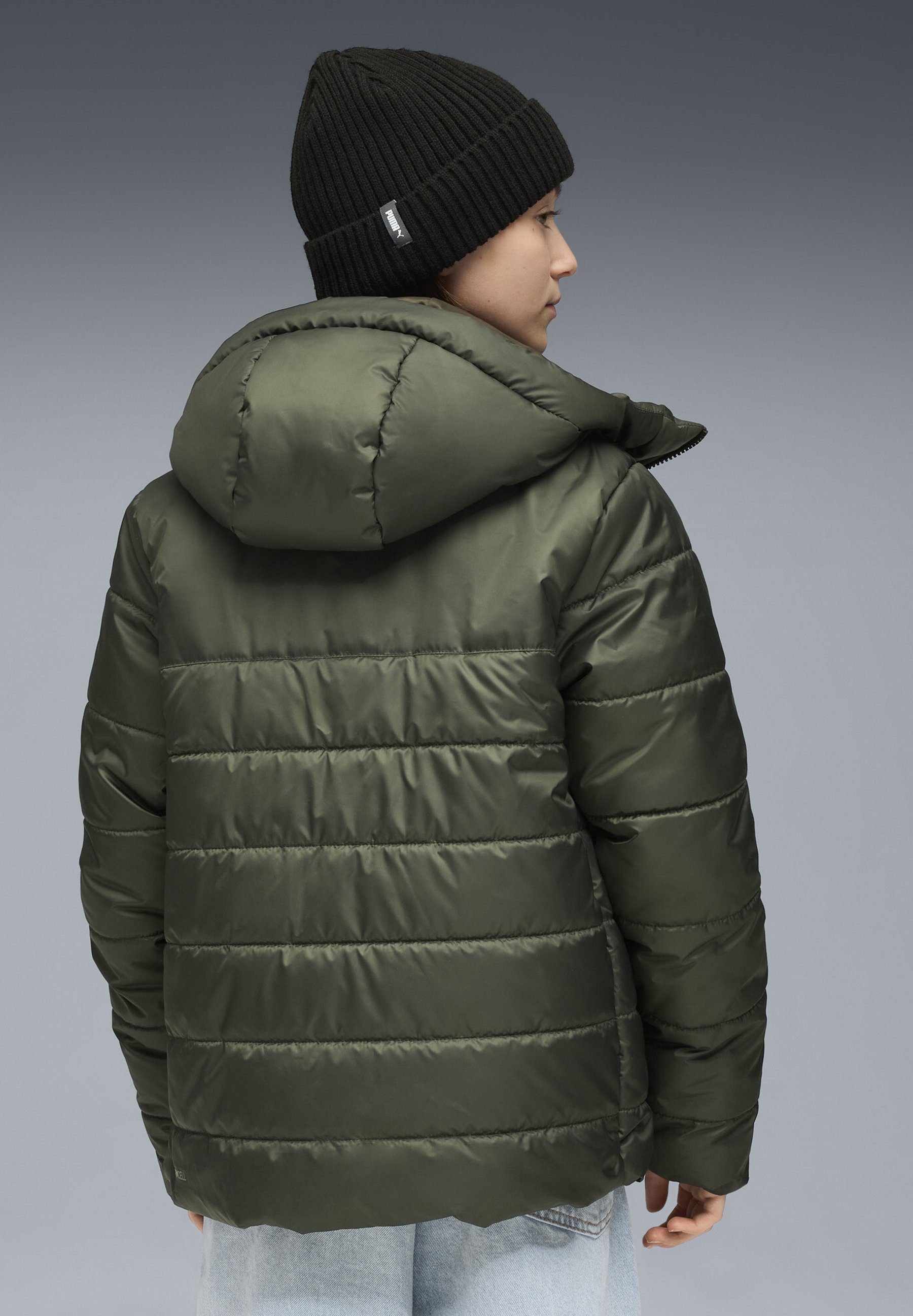 Puma gewatteerde winterjas met capuchon - donker olijfgroen