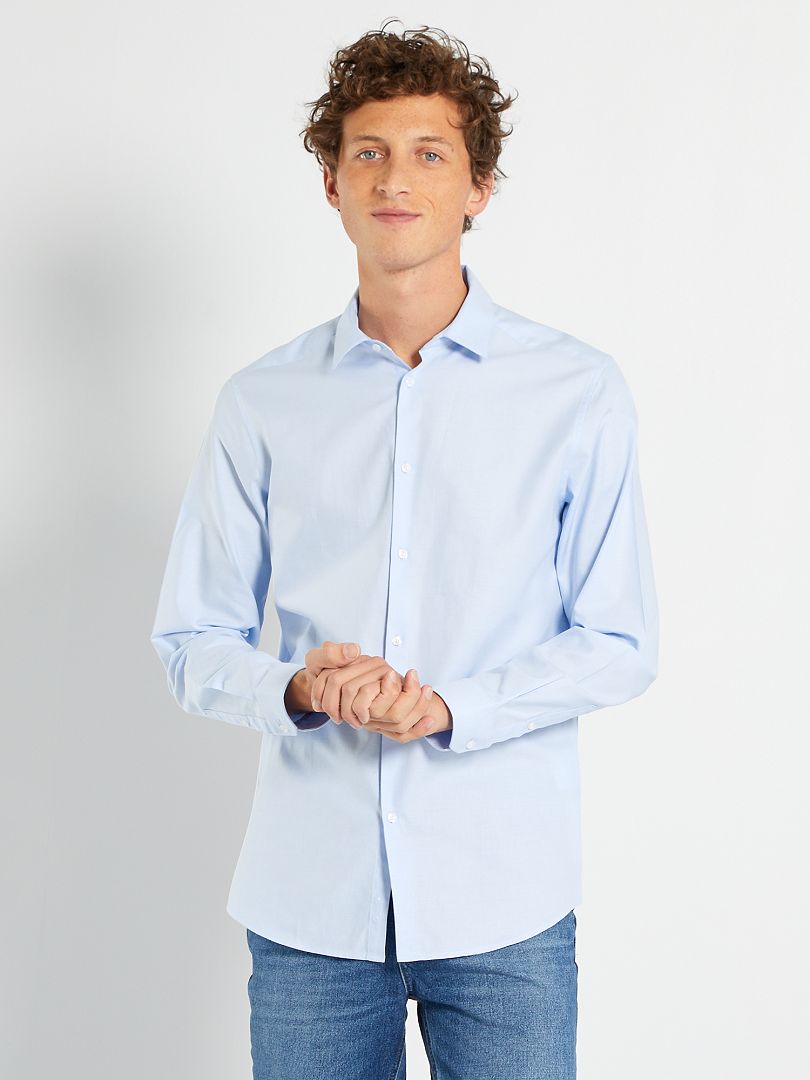 Effen, recht model overhemd - BLAUW